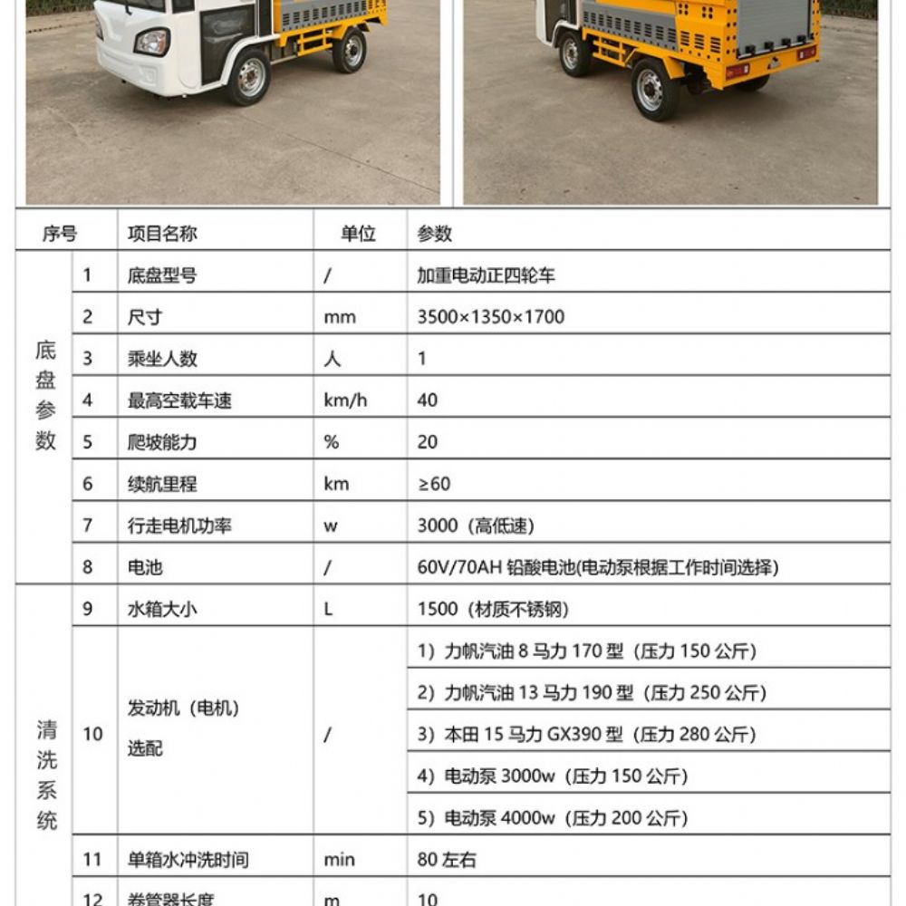 電動(dòng)四輪高壓清洗車(chē)(1500L)Q6